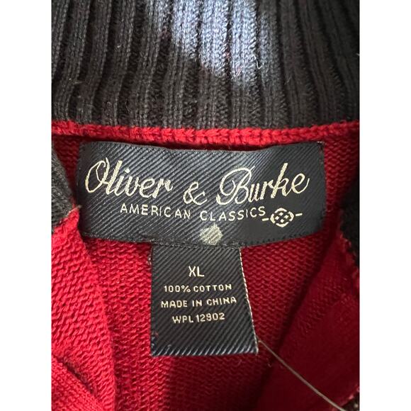 Oliver & Burke Mens Size XL Pullover 1/4 Zip Mock Neck Knit Red Sweater NEW - Picture 9 of 11